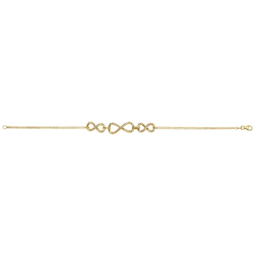 9ct Yellow Gold Ladies' 7.5 Inch Triple Infinity Bracelet 2.20g